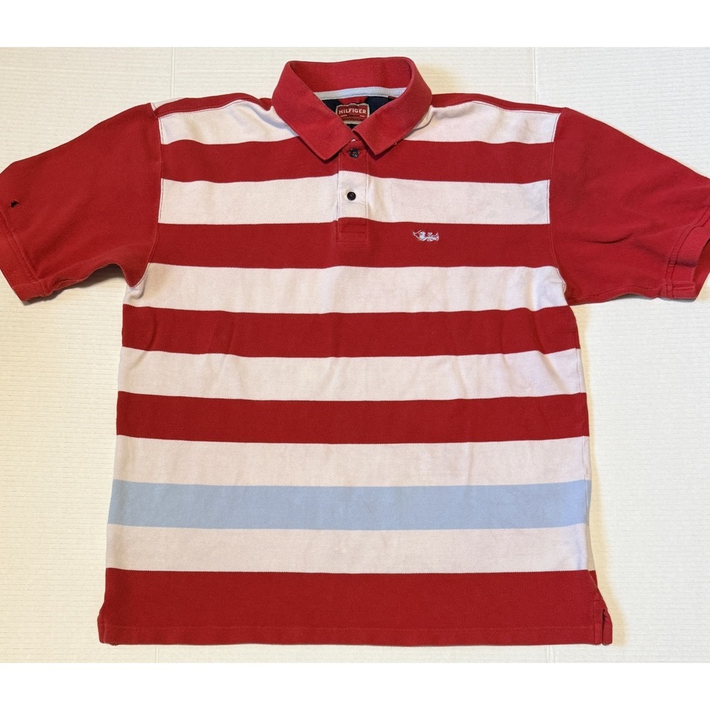 TOMMY HILFIGER Denim - Men's Polo Shirt - Striped Short Sleeve - Size X-Large XL